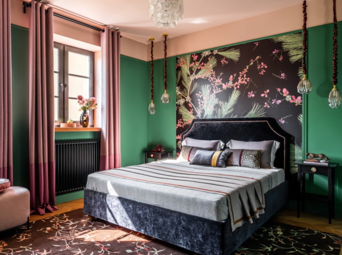 Murs verts dans la chambre