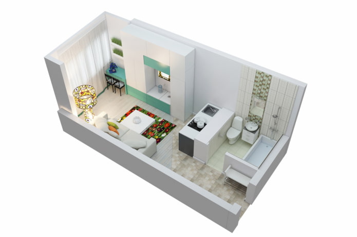 Aménagements de studios 22 m²