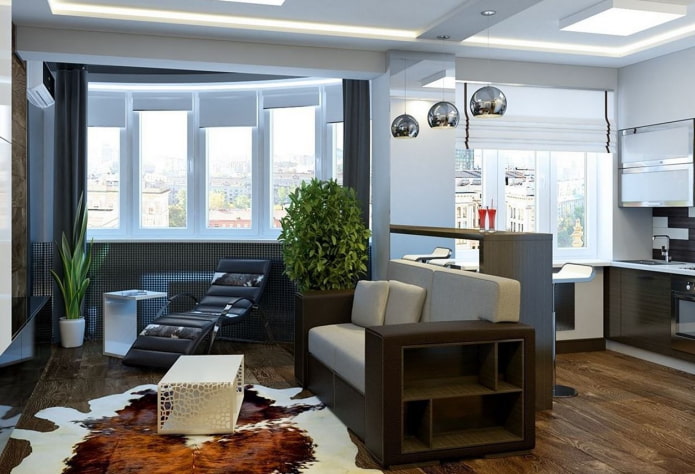 Intérieur d'un studio avec deux fenêtres
