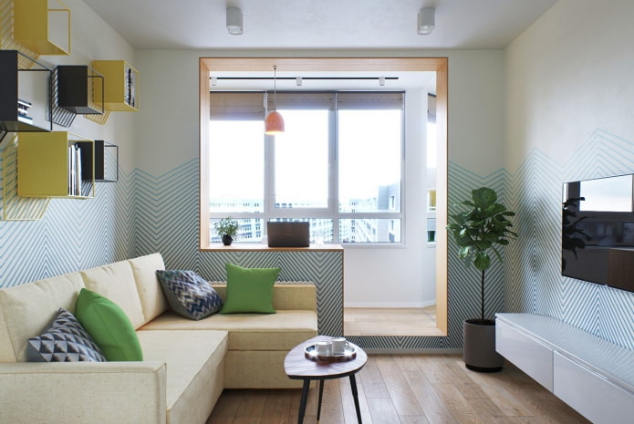 Intérieur d'un studio avec balcon