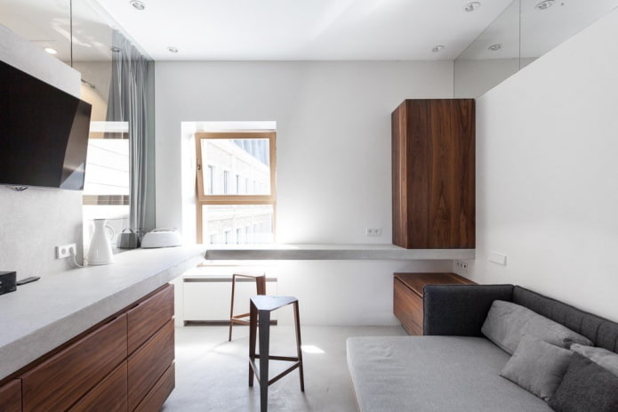 Intérieur d'un studio de style minimaliste
