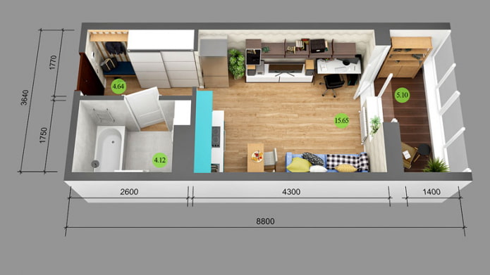 Aménagement d'un studio de 25 m².