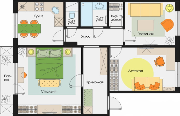 Aménagement d'un appartement de trois pièces