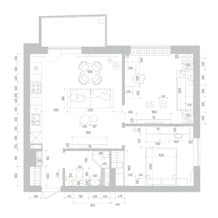 Aménagement d'un élégant appartement de trois pièces de style européen