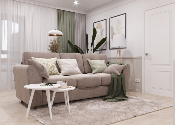 Salon dans un appartement trois pièces de style européen