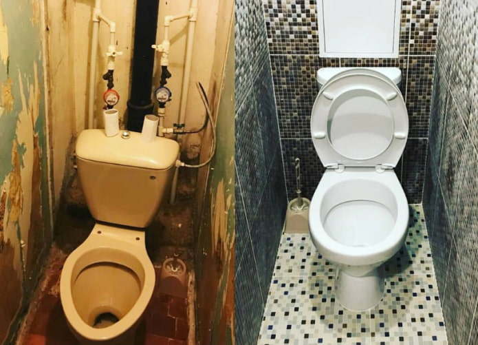 Photos avant et après la rénovation des toilettes