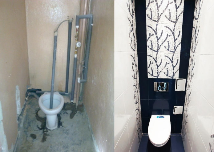 Photo avant et après rénovation des toilettes