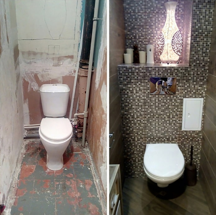 Photo avant et après rénovation des toilettes