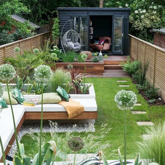 elongated space with a house