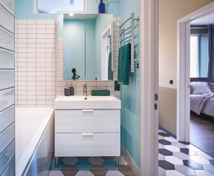 Salle de bain aux tons bleus