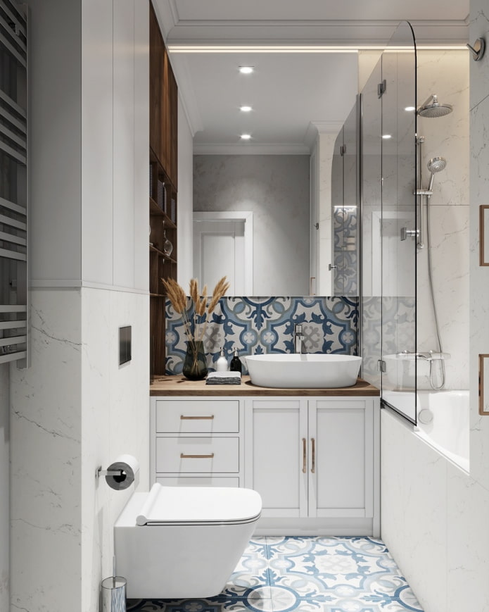 carrelage bleu salle de bain