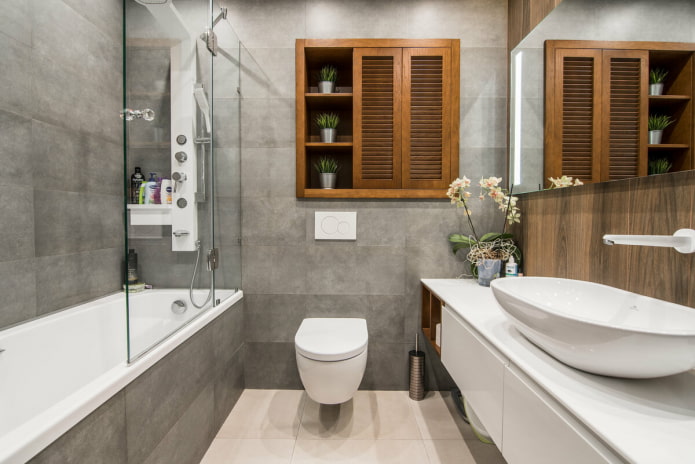 meuble dans une niche au-dessus des toilettes