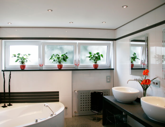 Fenêtres givrées dans la salle de bain