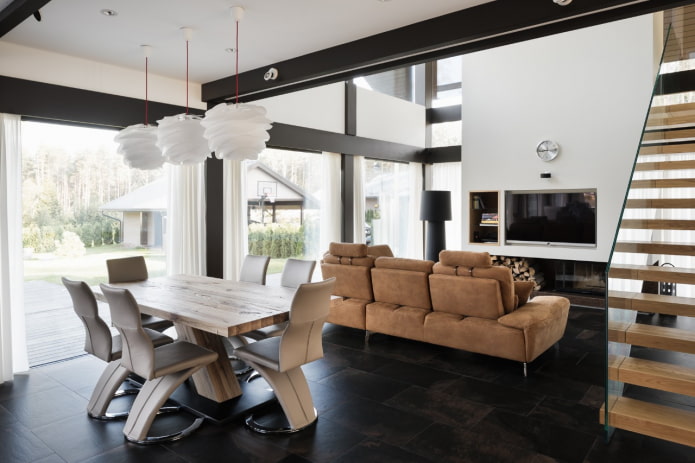 Intérieur d'une maison à colombages