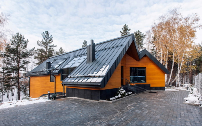 Finition de la toiture de la maison de style scandinave