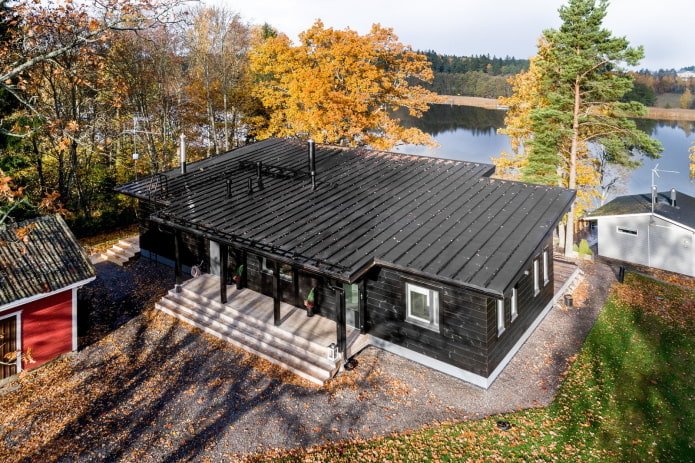 Finition de la toiture de la maison de style scandinave
