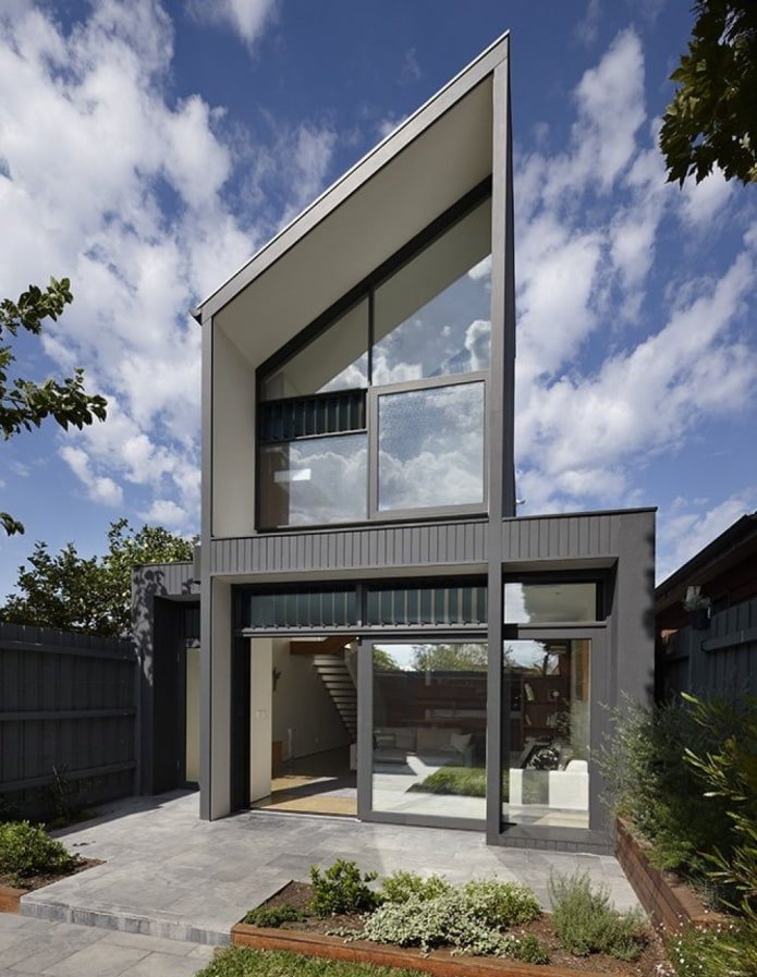 Maison à un seul versant de style high-tech