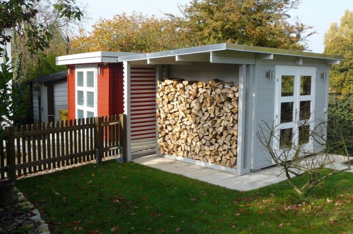 abri à bois près du mur