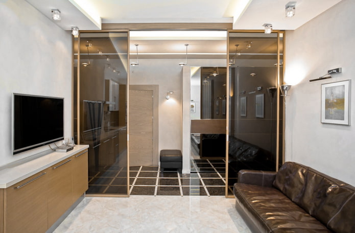 Portes de compartiment dans une cloison à l'intérieur
