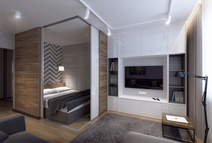 Portes de compartiment dans une niche à l'intérieur