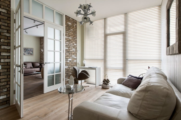 portes battantes dans le salon de style loft