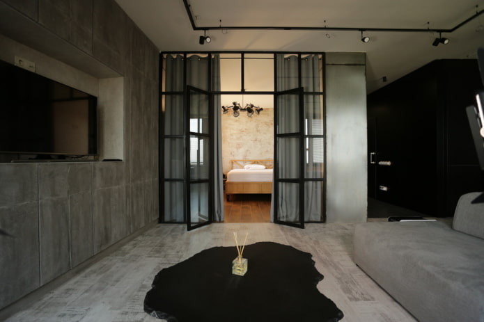 Portes vitrées style loft à l'intérieur