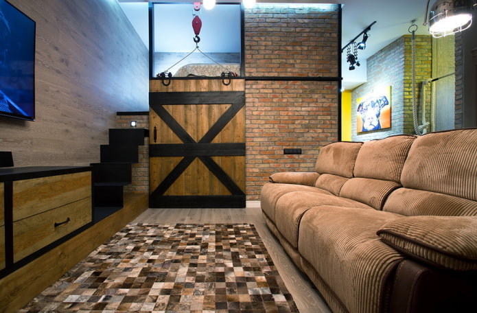 Portes à l'intérieur d'une chambre de style loft