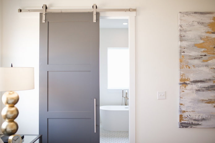 porte de grange pour la salle de bain