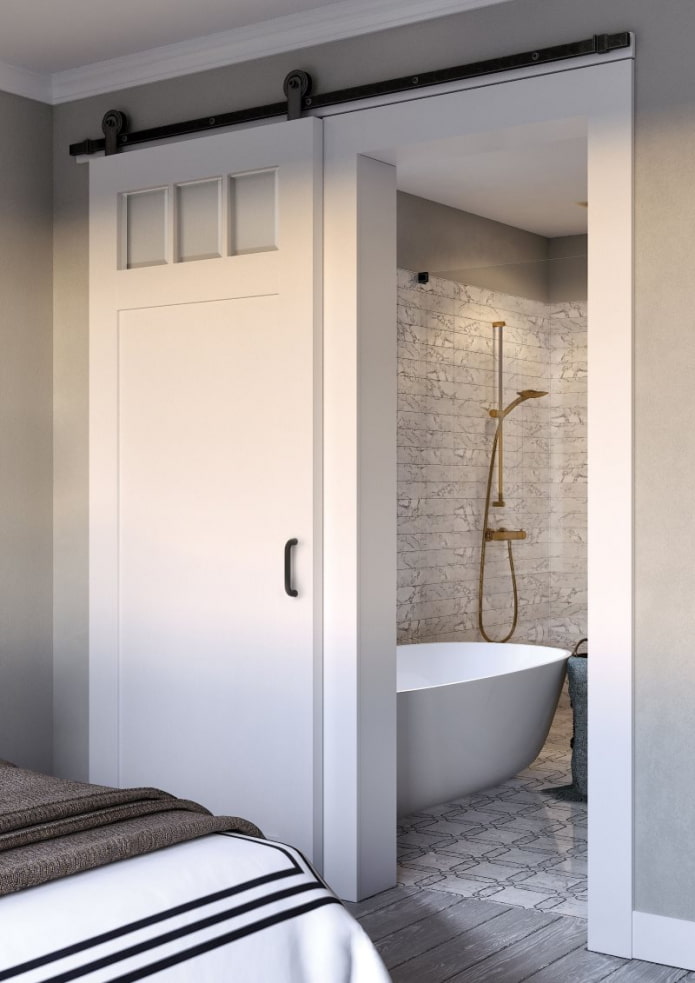 porte de salle de bain blanche
