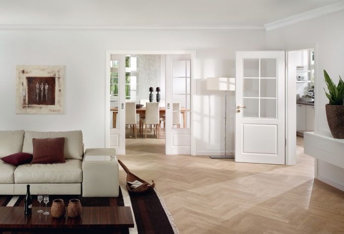 portes à l'intérieur d'un salon traversant 