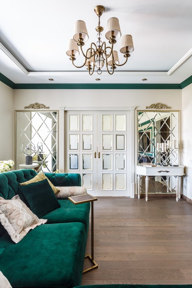 portes avec verre dépoli dans l'intérieur du salon