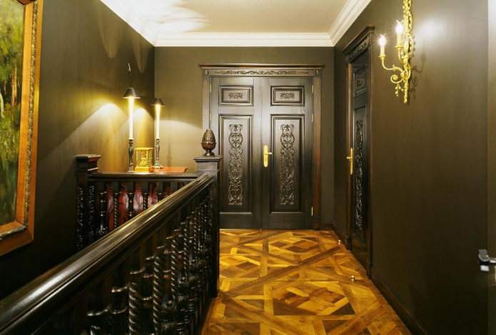 portes en wengé avec motifs à l'intérieur