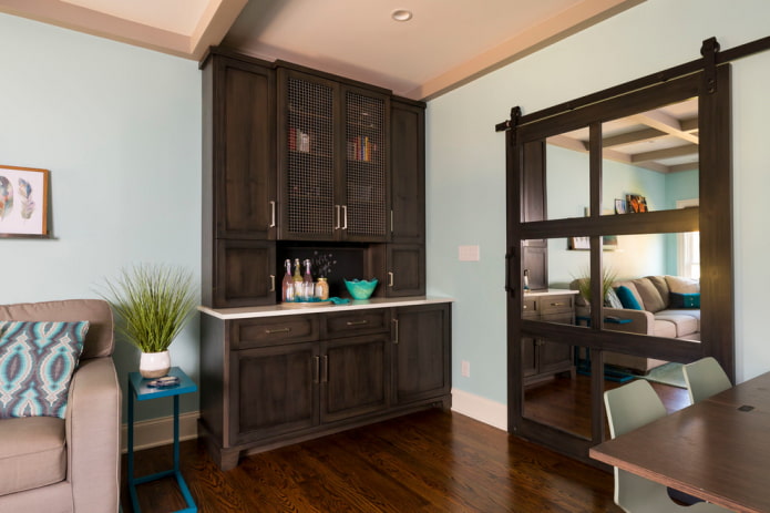 Portes couleur wengé avec miroir à l'intérieur