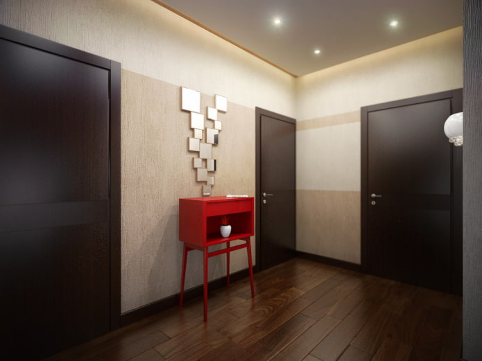 Portes couleur wengé en combinaison avec le sol à l'intérieur