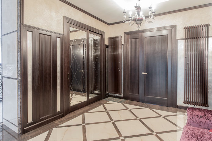 Portes couleur wengé avec miroir à l'intérieur