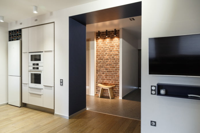 Couloir sans porte dans la cuisine