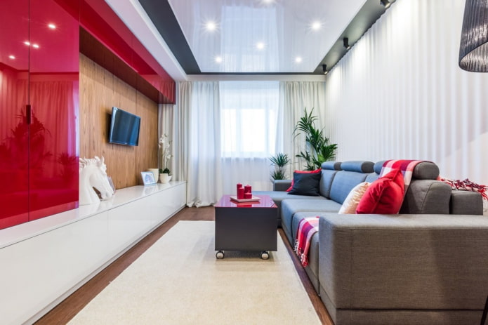 Plafond tendu bicolore dans le salon