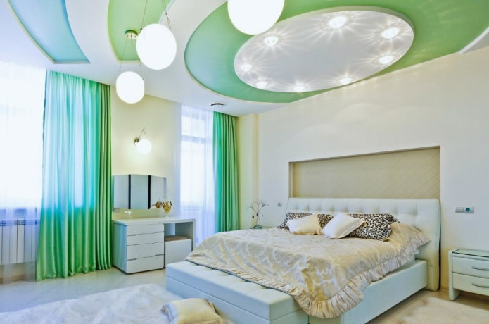 Plafond tendu bicolore dans la chambre