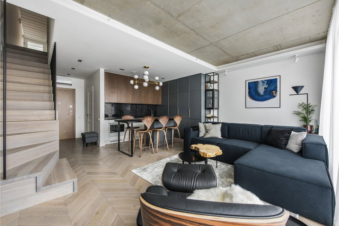 conception d'un intérieur d'appartement à deux niveaux