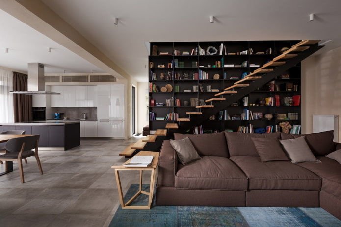 conception d'un intérieur d'appartement à deux niveaux