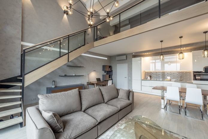 Décoration de l'intérieur d'un appartement à deux niveaux