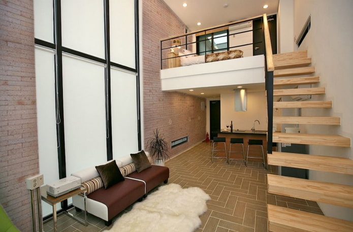 Conception d'un escalier à l'intérieur d'un appartement à deux niveaux