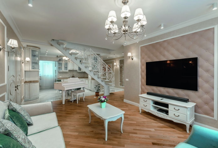 intérieur d'un appartement à deux niveaux dans le style provençal