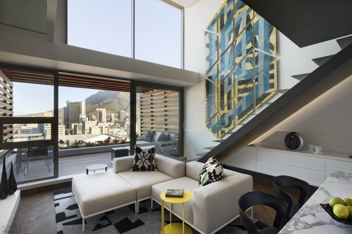 Aménagement intérieur d'un appartement à deux niveaux
