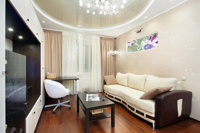 Plafond tendu à deux niveaux dans le salon