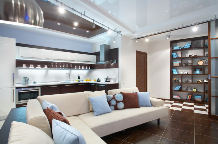 Plafond tendu bicolore dans le salon