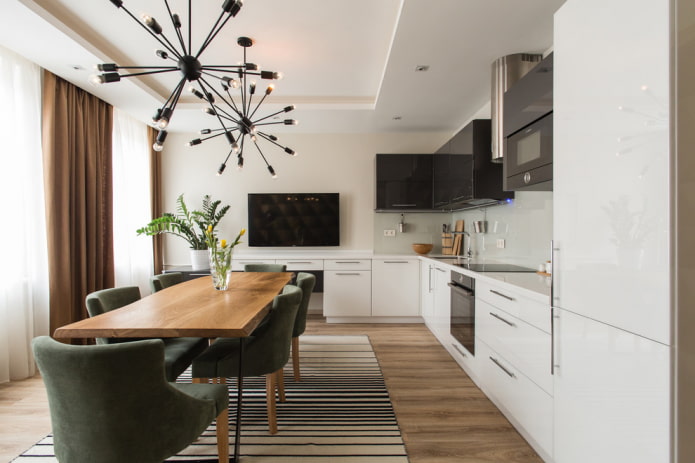 Design mat à deux niveaux dans la cuisine