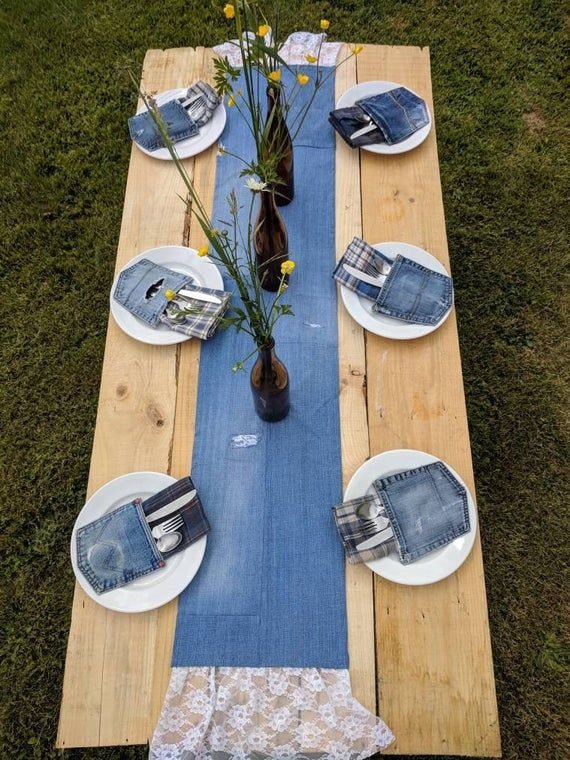 Coffret de table en jean