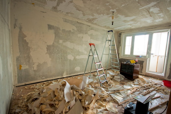 démantèlement de la finition avant rénovation