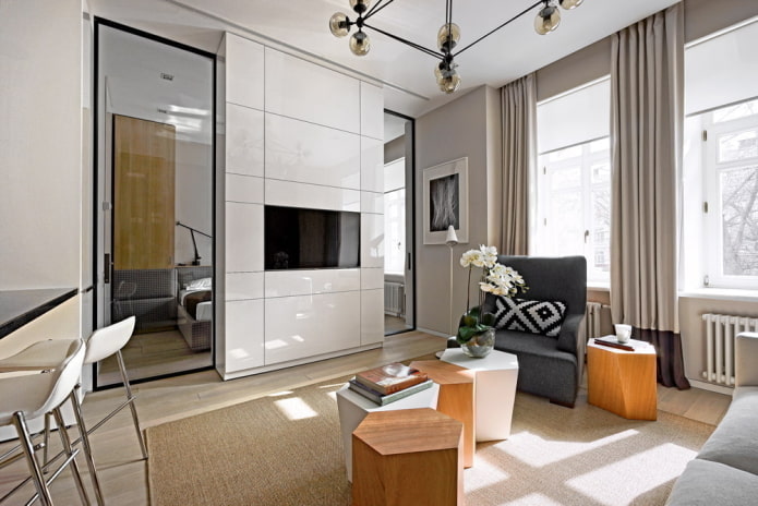 Chambre dans un appartement deux pièces de style européen